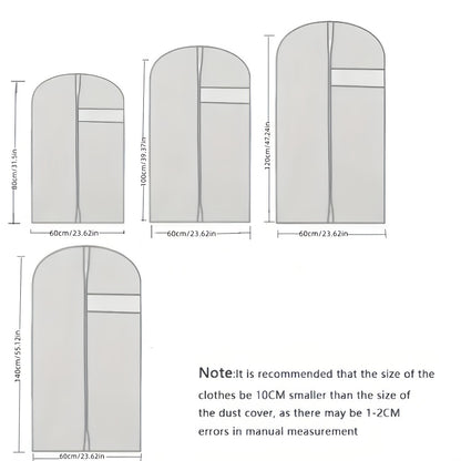 Garment Bags with Zipper Closure & Dust Protection for Suits Dresses Shirts – Set of 5 Reusable Black Cover Bags
