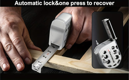 Measuring Tape 25FT Stainless Steel – Self-Locking Tape Measure with Anti-Rust Blade, Strong Magnetic Bottom, Hollow Design, Portable for Household & Woodworking