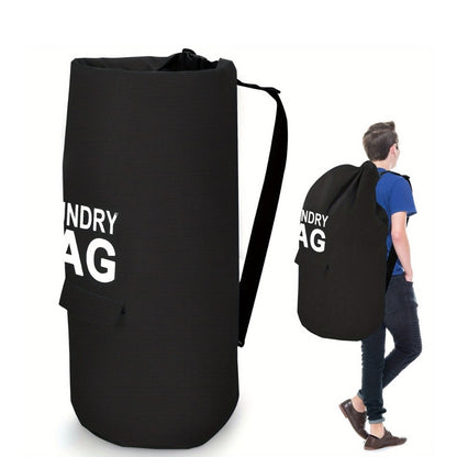 Large Laundry Bag Backpack with Adjustable Shoulder Strap | Foldable Portable Laundry Basket Machine Washable | Space Saving Hamper for Travel College Dorm Home Storage
