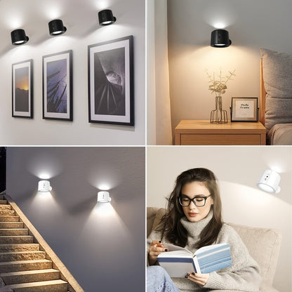 Rechargeable Wall Sconce LED Reading Light - GVTCO Magnetic 360° Rotation Wall Lamp with Remote Control, 3 Color Temperatures, Dimmable, 1200mAh Battery, USB-C Charging for Bedroom, Bedside & Hallway