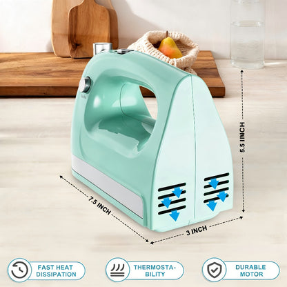 Electric Hand Mixer 5 Speed Turbo Boost - 5 Stainless Steel Accessories, Optional Storage Case, Handheld Mixer for Cookies, Cake, Bread & Baking, Kitchen Gift in 5 Colors Pink Green Purple Black