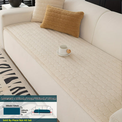 Plush Sofa Cover Bohemian Style Thickened Short Plush Non-Slip Machine Washable Pet Friendly Sofa Slipcover for Living Room Bedroom Office - Armrest Pad to 4 Seater