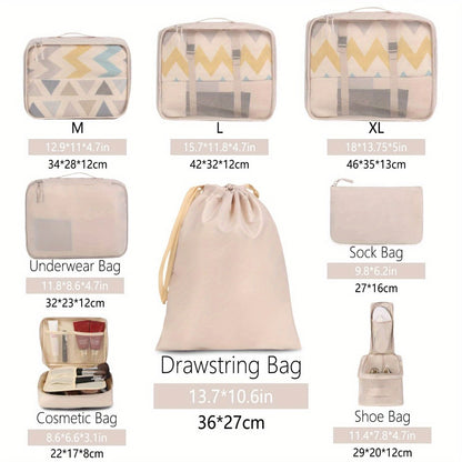 Packing Cubes for Suitcases 8PCS Set Travel Luggage Organizers Compression Bags Clothing Underwear Shoe Bag for Men Women