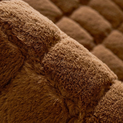 Sofa Cover Faux Rabbit Fur Plush Couch Slipcover - Thick Soft Non-Slip Pet Friendly Machine Washable Sofa Cushion Cover for Living Room Bedroom Office