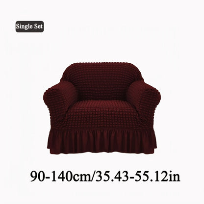 Seersucker Sofa Slipcover Elastic Band Closure Pet-Friendly All-Purpose Sofa Cover for Living Room Home Decor Protection — Single 2 4 Seater Multiple Colors