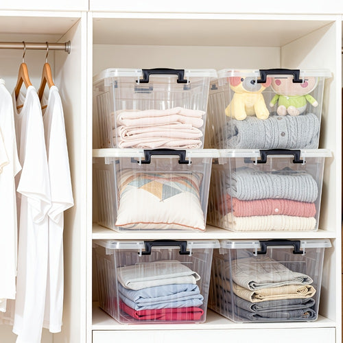 Clear Plastic Storage Bins with Lids 6 Pack Stackable Storage Containers with Snap-Tight Locks for Home, Office, Garage & Basement – 17QT or 21QT, BPA-Free
