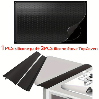 Silicone Stove Top Cover Mat – Heat-Resistant 28x20 Inch Cooktop Protector & Dish Drying Mat for Gas & Electric Stoves – Scratch-Resistant Kitchen Counter Guard – 1 or 2 Pack with Magnetic Rack Option