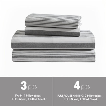 Bed Sheet Set Deep Pocket Soft Microfiber - Fitted Sheet Flat Sheet & Pillowcases Twin Full Queen King - Cooling Breathable Fade Resistant Sheets for Daily Use Dorms Guest Rooms