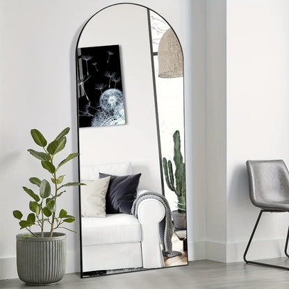 Full Length Floor Mirror with Stand – Arched & Rectangular Full Body Mirror, Aluminum Alloy Frame, Shatter-Proof Nano Glass, Bedroom Living Room Cloakroom Wall Leaning Mirror