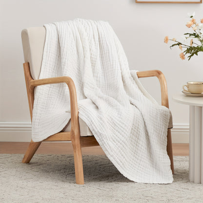 6-Layer Gauze Blanket 100% Muslin – Lightweight Breathable Cotton Throw for Couch & Bed, All Season Adult Blanket, 4 Colors