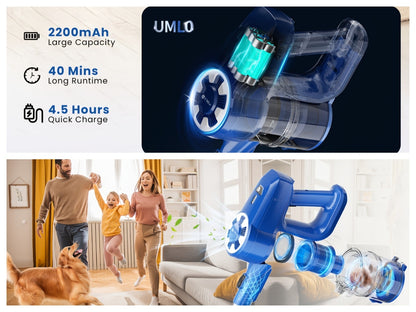 Cordless Vacuum Cleaner Stick Vacuum – MAX 70Kpa Suction, 45-Min Runtime, Anti-Tangle, 50.72oz Dust Cup, Rechargeable Wireless Vacuum for Hardwood Floor, Carpet & Pet Hair