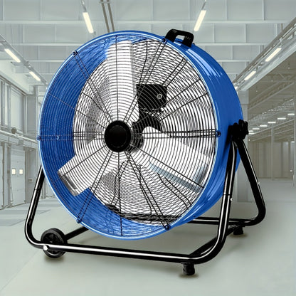 Industrial Floor Fan 24 Inch 9000 CFM Heavy Duty Drum Fan 3-Speed 360 Degree Tilt with Casters and Handle for Warehouse Garage Patio Workshop Gym Large Area Cooling