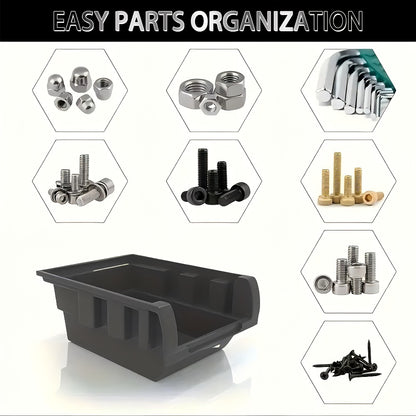 Plastic Parts Storage Bins Wall Mount 30pcs – Heavy Duty Small Hardware Organizer for Screws, Nuts, Bolts & Nails | Multi-Tier Wall Shelf System for Garage, Workshop & Craft Room | Space-Saving Bin Rack