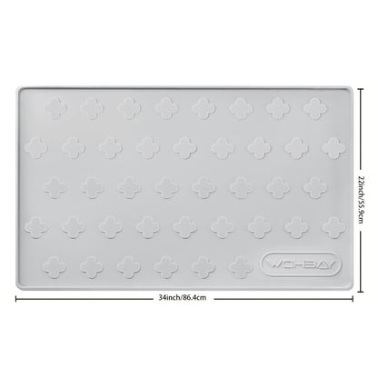 Under Sink Mat Waterproof Silicone 34" x 22" Undersink Drip Tray Liner for Kitchen Bathroom Cabinet, Holds 2 Gallons, Non-Toxic Durable Cabinet Protector with Raised Edges Four-Leaf Clover Pattern