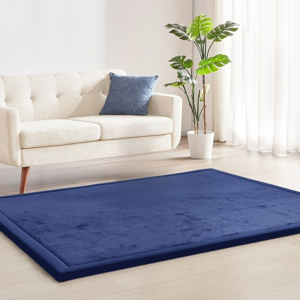 Memory Foam Area Rug Tatami Mat Non-Slip Coral Velvet Floor Mat for Living Room Bedroom Kids Playroom Yoga — Multiple Sizes & Colors