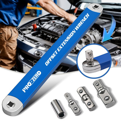 Ratchet Wrench 2-in-1 Offset Extension with 1/4" 3/8" 1/2" Square Head Adapters, 180-Degree Rotation High Torque Non-Slip Handle, Universal Flex Head Ratchet for Narrow Spaces & Auto Repair