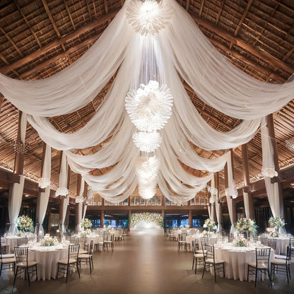 Chiffon Draping Fabric for Wedding Arch 32.8Ft | Sheer Backdrop Curtain for Ceremony, Reception & Bridal Shower Decor, Lightweight Nylon Drape for Party Arch, Birthday & Event Background Decoration