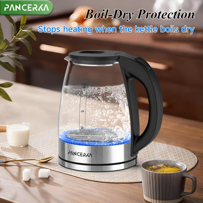 Electric Kettle 1000W BPA Free Auto Shut-Off Stainless Steel Fast Boiling Hot Water Kettle 1.7L Cordless Tea Kettle with Filter Boil-Dry Protection Black