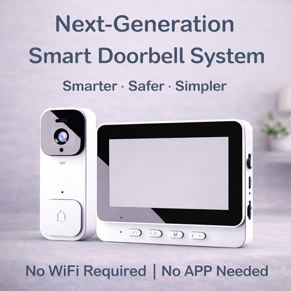 Smart Video Doorbell Wireless Touchscreen Display | Motion Detection 2-Way Audio Local Storage No Subscription | Easy No-Wire Install Home Security Doorbell Camera System