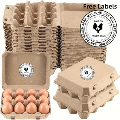 Egg Cartons 12 Egg Holder Reusable Pulp Egg Storage Container Box for Kitchen Chicken Coop Farmhouse Fridge Organizer Egg Tray 3x4 Grid Natural Cardboard Egg Crate for Fresh Eggs 10 25 Pack