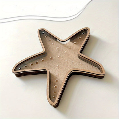 Wooden Starfish Tray – Ocean-Themed Organizer Dish for Desk & Dresser, Display Crystals Shells Agates, Nautical Home Decor, Thoughtful Beach House Gift for Holiday Season