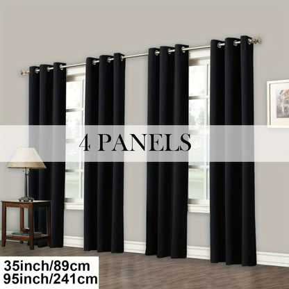 Blackout Curtains Grommet Top Room Darkening Window Drapes 4 Panels Set Living Room Bedroom