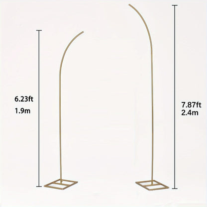 Balloon Arch Stand Set of 2 - Metal Gold Curved Top Wedding Arch Frame 6Ft & 8Ft, Backdrop Stand for Wedding Ceremony Birthday Baby Shower Bridal Anniversary Party Floral Decoration