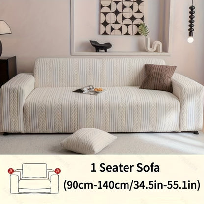 Sofa Cover Stretchy Washable Slipcover for 1 2 3 4 Seater Couch, Zigzag Textured Fabric, Scratch Slip Resistant Furniture Protector, Cream White Light Grey Dark Gray Coffee Brown