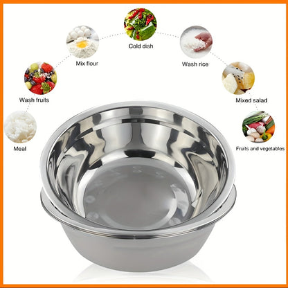 Stainless Steel Mixing Bowl Large 15.75 Inch with Footed Base – Rust-Resistant Salad Bowl, Vegetable & Fruit Washing Basin, Soaking Tub & Dish Pan for Home Kitchen, Durable & Easy to Clean