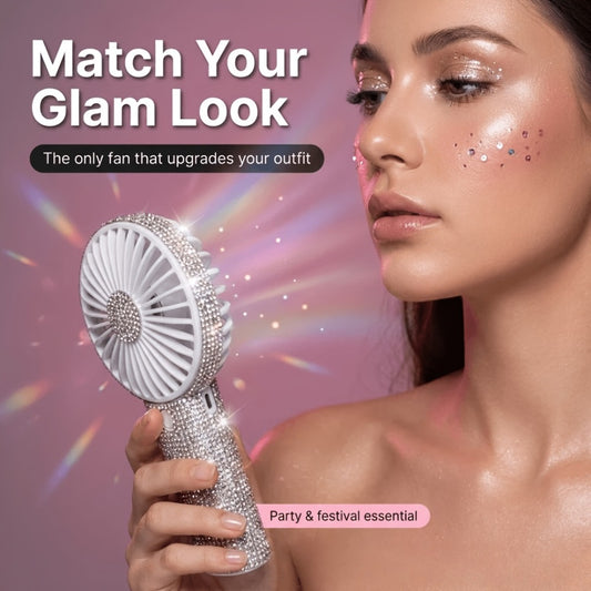 Rhinestone Handheld Fan Mini USB Rechargeable, Crystal Diamond Sparkling Personal Fan 3-Speed for Women and Girls, Elegant Portable Fan for Wedding, Outdoor, Travel, Office and Indoor Use