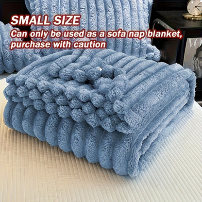 Reversible Faux Rabbit Hair Blanket – Thickened Soft Thermal Throw for Bed, Nap, Office & Camping, All Season, 4 Colors, 5 Sizes
