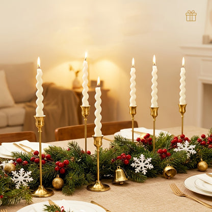 Copper Plated Candlestick Holders Bulk Set – Retro Minimalist Taper Candle Holders for Wedding Birthday Christmas Dining Table Fireplace Decor