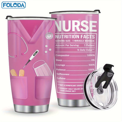 Nurse Tumbler 20oz Stainless Steel Double Wall Vacuum Insulated Travel Mug with Lid Leak-Proof Oval Water Bottle Funny Nurse Design Gift for Nurses Doctors Healthcare Workers Christmas Valentine Appreciation