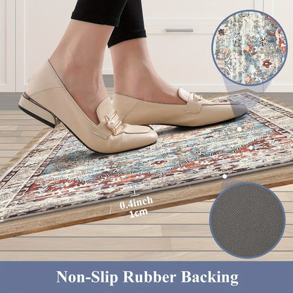 Anti Fatigue Kitchen Mat Set of 2 Non-Slip Cushioned Kitchen Rugs Boho Distressed Runner for Sink Laundry Office Standing Mat