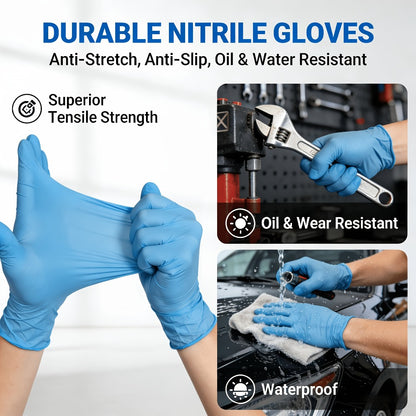 Nitrile Disposable Gloves 1000 Count (10 Boxes), 6.5 Mil Thickened Blue Nitrile Gloves, Latex-Free Powder-Free, Tear-Resistant, for Kitchen Cleaning, Food Handling, Hair Dyeing, Medical & Industrial Use