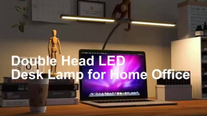 Dual Head LED Desk Lamp Touch Control 3 Color Modes 10 Brightness Levels Flexible Gooseneck Eye Care 13W USB Powered Base and Clip for Home Office Study PC Gaming Black