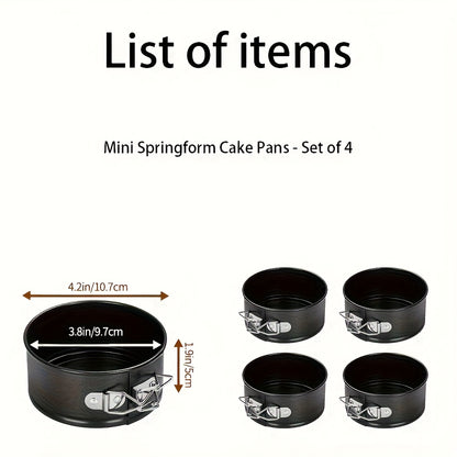 Springform Cake Pan Set, Nonstick Carbon Steel Cheesecake Pan with Removable Bottom & Locking Latch, Round Springform Pan for Cheesecake Pizza Quiche Mousse, 4-Inch Set or 4"/7"/9" 3-Piece Set