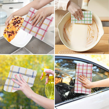 Kitchen Dishcloths Set 12 Pack - Soft Absorbent Reusable Cleaning Cloths, Quick Dry Square Dish Towels for Household, Car & Surface Wiping