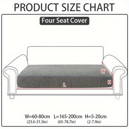 Jacquard Stretch Sofa Cover Non-Slip | Elastic Wear-Resistant Couch Slipcover, Polyester Jacquard Fabric, 1 to 4 Seat Sectional L-Shape, Armrest Backrest, Machine Washable