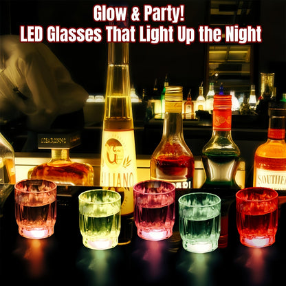 LED Light-Up Party Wine Glasses Set – 12 or 15pcs Glowing Plastic Cups with Colorful LED Lights for Birthday, Bar, Wedding, Holiday & Sports Events
