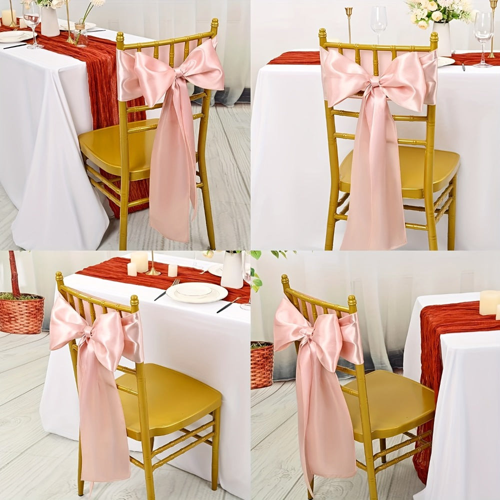 100pcs Satin Chair Sashes Bows for Wedding Banquet Party Event Decoration – 13 Colors, 18×275cm