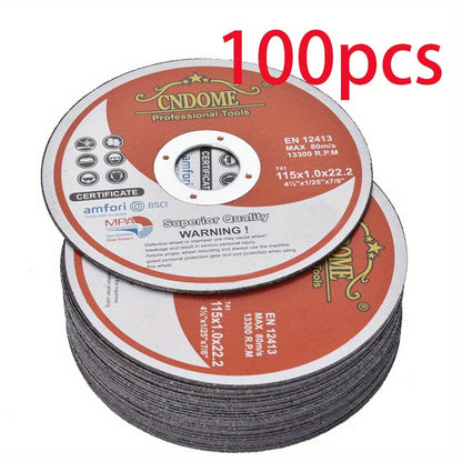 Cut-Off Wheels 100-Pack 4-1/2 Inch Aluminum Oxide Cutting Discs - 0.040" Thin Kerf, 7/8" Arbor, 13300 RPM for Angle Grinder, Metal, Stainless Steel & Steel Cutting, A60TBF Grade Bulk Set