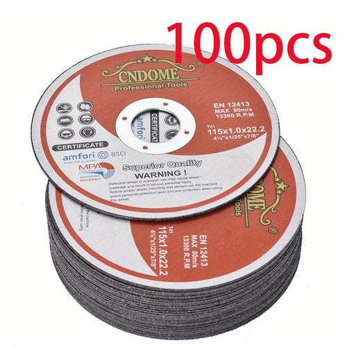 Cut-Off Wheels 100-Pack 4-1/2 Inch Aluminum Oxide Cutting Discs - 0.040" Thin Kerf, 7/8" Arbor, 13300 RPM for Angle Grinder, Metal, Stainless Steel & Steel Cutting, A60TBF Grade Bulk Set