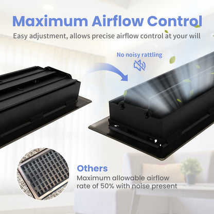 Floor Vent Register Cover 4x10 Inch Heavy Duty Walkable Steel Decorative Air Vent Grille Adjustable Airflow for Home HVAC 2-Pack Savannah Boston Design Multi Finish