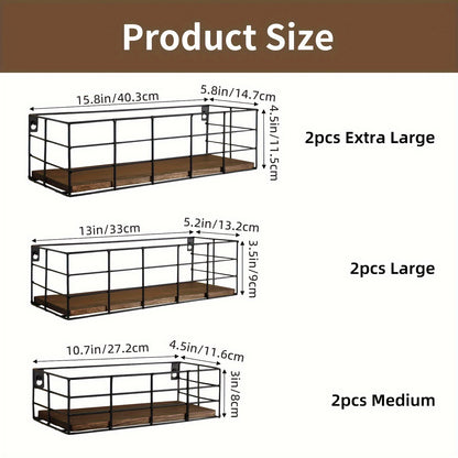 Floating Wall Shelves Set, Wall Mounted Storage Shelf Organizer for Bathroom Bedroom Living Room Kitchen, Multi-Size Space-Saving Wall Rack Decor