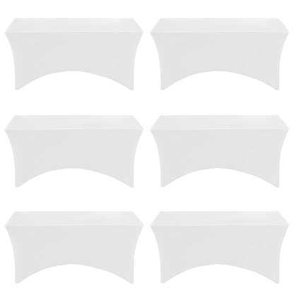 6 Pack Spandex Table Covers for 6ft Rectangular Tables – Fitted Stretch Tablecloths Wrinkle Resistant Washable Reusable for Wedding Party Banquet