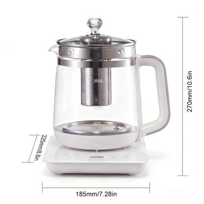 Electric Kettle 1.8L Multi-Function Health Pot 18 Functions Glass Lid SUS304 Tea Infuser Egg Steaming Rack Boiler Steamer for Tea Coffee Soup Oatmeal US Plug