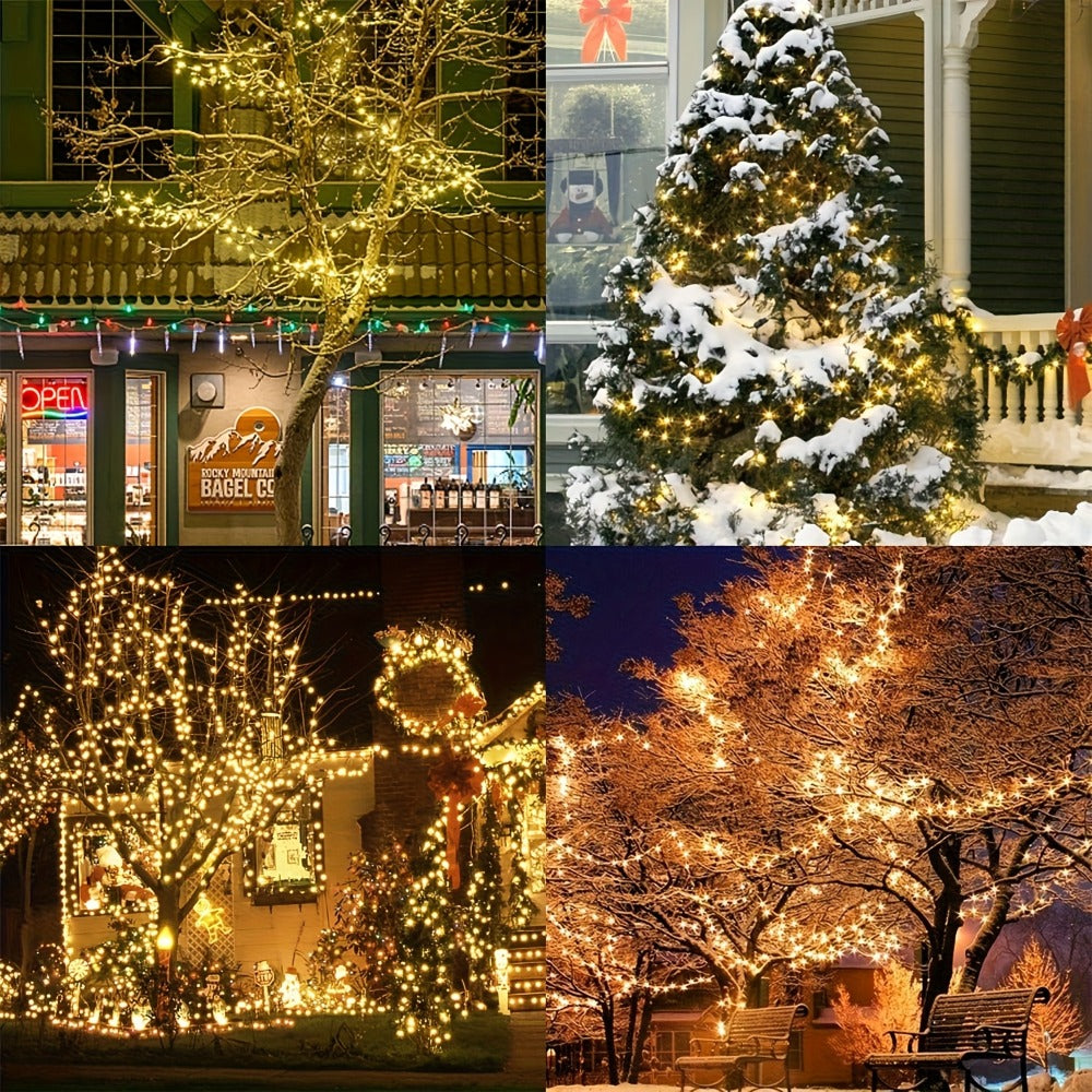 500 LED Christmas String Lights 170 Feet – 8 Lighting Modes with Memory Plug, Transparent Wire Outdoor Lights for Christmas Tree, Party, Balcony & Holiday Decoration – Warm White & Multicolor
