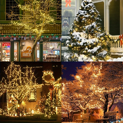 500 LED Christmas String Lights 170 Feet – 8 Lighting Modes with Memory Plug, Transparent Wire Outdoor Lights for Christmas Tree, Party, Balcony & Holiday Decoration – Warm White & Multicolor