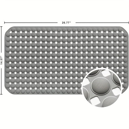 Bath Mat with Suction Cups Non-Slip Shower Mat TPR Quick Dry Machine Washable Bathtub Mat for Bathroom Spa
